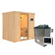 Sauna traditionnel BODIN - 1 à 2 places 68mm avec poêle 9000W ctrl externe sans couronne - KARIBU