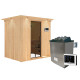 Sauna traditionnel BODIN - poêle 9000W ctrl externe et couronne - KARIBU