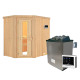 Sauna traditionnel d'angle CARIN - poêle 9000W ctrl externe sans couronne - KARIBU
