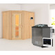 Sauna traditionnel d'angle CARIN - poêle Easy Bio 9000W sans couronne - KARIBU