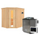 Sauna traditionnel d'angle CARIN - poêle Easy Bio 9000W sans couronne - KARIBU