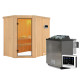 Sauna traditionnel d'angle CARIN - poêle Easy Bio 9000W sans couronne - KARIBU