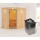 Sauna traditionnel d'angle CARIN - poêle 9000W ctrl intégré et couronne - KARIBU