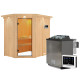 Sauna traditionnel d'angle CARIN - poêle Easy Bio 9000W et couronne - KARIBU