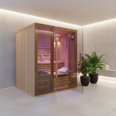 Sauna traditionnel Moderne 4 places + poêle SAWO 6000W - SNÖ
