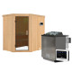 Sauna traditionnel d'angle CARIN - poêle Easy Bio sans couronne - KARIBU