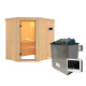 Sauna traditionnel d'angle CARIN - poêle 9000W ctrl externe sans couronne - KARIBU