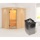 Sauna traditionnel d'angle CARIN - poêle 9000W ctrl intégré et couronne - KARIBU