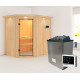 Sauna traditionnel d'angle CARIN - poêle 9000W ctrl externe et couronne - KARIBU