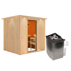 Sauna traditionnel SODIN 3 à 4 places 68mm - poêle 9000W ctrl intégré - couronne - porte classique KARIBU