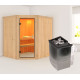 Sauna traditionnel d'angle SIIRIN - poêle 9000W ctrl intégré - sans couronne - KARIBU