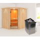 Sauna traditionnel d'angle SIIRIN - poêle 9000W ctrl intégré - couronne - KARIBU