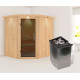 Sauna traditionnel d'angle SIIRIN - poêle 9000W ctrl intégré - couronne - KARIBU