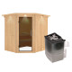 Sauna traditionnel d'angle SIIRIN - poêle 9000W ctrl intégré - couronne - KARIBU