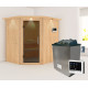 Sauna traditionnel d'angle SIIRIN - poêle 9000W ctrl externe - couronne - KARIBU