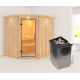 Sauna traditionnel d'angle SIIRIN - poêle 9000W ctrl intégré - couronne - KARIBU