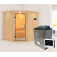 Sauna traditionnel d'angle SIIRIN - poêle 9000W ctrl externe - couronne - KARIBU