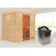 Sauna traditionnel Adelina - poêle 9KW ctrl intégré - couronne lumineuse - Karibu