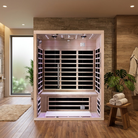 Sauna infrarouge panneaux carbone 2220W LUXE 3 places - SNÖ + panneau de contrôle intérieur uniquement