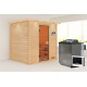 Sauna traditionnel Adelina 3 à 4 places 38mm - poêle Easy Bio 9000W - couronne lumineuse - Karibu