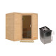 Sauna traditionnel Sahib 1 sans couronne - poêle 9KW ctrl intégré - KARIBU