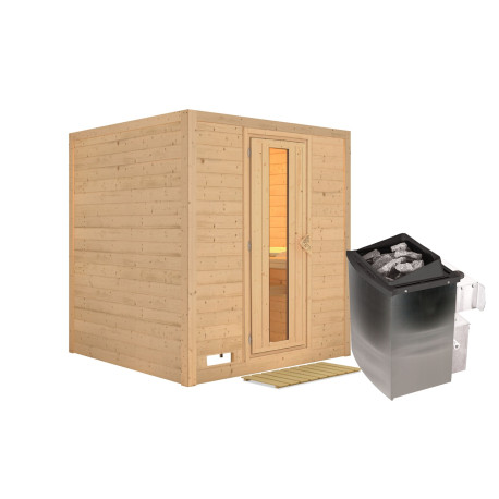 Sauna traditionnel MOJAVE 5 à 6 places 38mm sans couronne - avec porte à économie d'énergie KARIBU