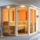 Sauna d'angle multifonctionnel AVA avec poêle Bio 9kW 4 à 5 places 68mm KARIBU