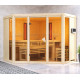 Sauna d'angle multifonctionnel ASTA avec poêle Bio 9kW 4 à 5 places 68mm KARIBU