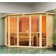 Sauna d'angle multifonctionnel ASTA avec poêle Bio 9kW 4 à 5 places 68mm KARIBU