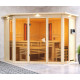 Sauna d'angle multifonctionnel ASTA avec poêle Bio 9kW 4 à 5 places 68mm KARIBU