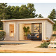Sauna Sanna avec grand vestibule en double vitrage - 2 à 4 places - bois massif 44mm - poêle inclus - Palmako