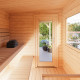 Sauna Sanna avec terrasse 5,9m² - 2 à 4 places - bois massif 44mm - poêle inclus - Palmako