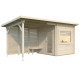 Sauna Sanna avec terrasse 5,9m² - 2 à 4 places - bois massif 44mm - poêle inclus - Palmako