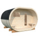 Sauna tonneau Anette avec vestibule - 5 à 6 places - bois massif 42mm - poêle inclus - Palmako