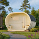Sauna tonneau Anette avec vestibule - 5 à 6 places - bois massif 42mm - poêle inclus - Palmako