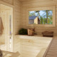 Sauna tonneau Anette avec vestibule - 5 à 6 places - bois massif 42mm - poêle inclus - Palmako
