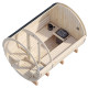Sauna tonneau Anita - 4 à 6 places - bois massif 42mm - façade vitrée - poêle inclus - Palmako
