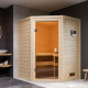 Sauna traditionnel d’angle Antonia 2 à 3 places 38mm - poêle 3,6KW ctrl externe - sans couronne lumineuse - Karibu