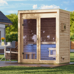 Sauna d’extérieur Hycore 1 en bois brut 38mm - 3 places - sans poêle - KARIBU