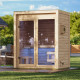 Sauna d’extérieur Hycore 1 en bois brut 38mm - 3 places - poêle 9kW avec cde externe - KARIBU