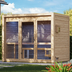 Sauna d’extérieur Hycore 3 en bois brut 38mm - 6 places - sans poêle - KARIBU