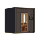 Sauna d'extérieur 5 places - parois 73mm - couleur noir - poêle 9kW BIO avec cde externe - Avenal - KARIBU