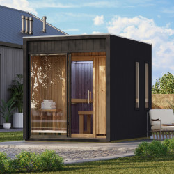 Sauna d'extérieur 5 places - parois 73mm - couleur noir - sans poêle - Delano - KARIBU
