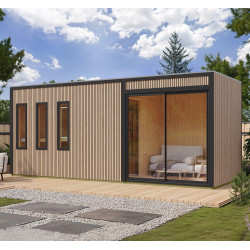 Sauna d'extérieur 5 places - parois 73mm - bois Douglas - poêle 9kW avec cde externe - Monterey - KARIBU
