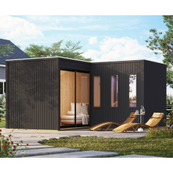 Sauna d'extérieur 5 places - parois 73mm - couleur noir - sans poêle - Paradise - KARIBU