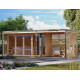 Sauna d'extérieur 5 places - parois 38mm - acier gris - vestibule - poêle 9kW BIO avec cde externe - Ares 4 - KARIBU