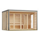 Sauna d'extérieur 5 places - parois 38mm - acier gris - vestibule - poêle 9kW BIO avec cde externe - Ares 4 - KARIBU