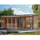 Sauna d'extérieur 5 places - parois 38mm - acier anthracite - vestibule - poêle 9kW BIO avec cde externe - Ares 4 - KARIBU