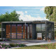 Sauna d'extérieur 5 places - bois anthracite 38mm - acier gris - sans poêle - Ares 4 - KARIBU