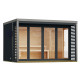 Sauna d'extérieur 3 à 5 places - bois anthracite 38mm - acier anthracite - poêle 9kW avec cde externe - Ares 4 - KARIBU 